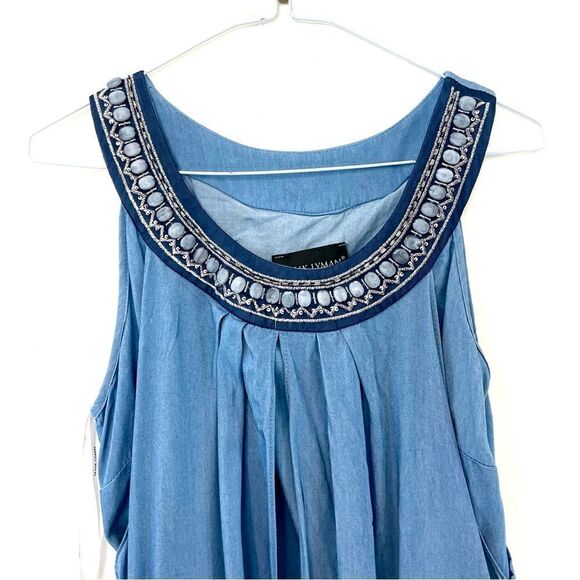 Frank Lyman Blue Denim Tunic Dress Two layer US 8 - Picture 3 of 10